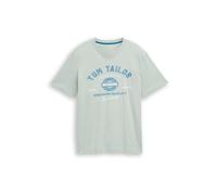 TOM TAILOR T-Shirt bleu / vert pastel / blanc, Taille L