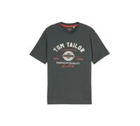 TOM TAILOR T-Shirt gris foncé / rouge / blanc, Taille XL