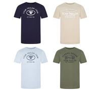 Tom Tailor T-Shirt Homme Coton Regular Fit Pack De 4 Col Rond Manches Courtes