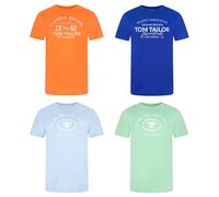 Tom Tailor T-Shirt Homme Coton Regular Fit Pack De 4 Col Rond Manches Courtes
