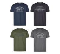 Tom Tailor T-Shirt Homme Coton Regular Fit Pack De 4 Col Rond Manches Courtes