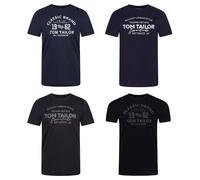 Tom Tailor T-Shirt Homme Coton Regular Fit Pack De 4 Col Rond Manches Courtes
