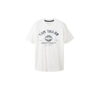 TOM TAILOR T-Shirt pour Homme avec Logo imprimé en Coton, Blanc (20000), S