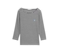TOM TAILOR Women's Long-Sleeved Shirt with a Striped Pattern and Heart Logo on t