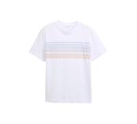 TOM TAILOR T-Shirt marine / bleu clair / cognac / blanc, Taille L