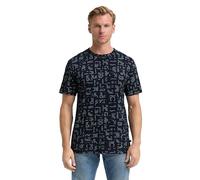 TOM TAILOR T-Shirt pour Homme avec imprimé intégral, 38525 - Design irrégulier Bleu Marine, L