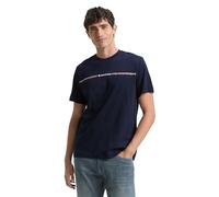 TOM TAILOR T-Shirt pour Homme avec imprimé rayé et Logo, 10668-Sky Captain Blue, XL