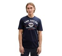 TOM TAILOR T-Shirt pour Homme avec Logo imprimé en Coton, 10668-sky Captain Blue, L