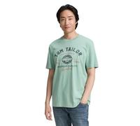 TOM TAILOR T-Shirt pour Homme avec Logo imprimé en Coton, 22577 - Vert poussiéreux, XL