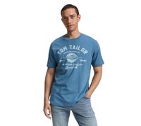 TOM TAILOR T-Shirt pour Homme avec Logo imprimé en Coton, 38224 - Real Teal Blue, M