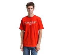 TOM TAILOR T-Shirt pour Homme en Coton avec Logo imprimé, 12913 - Tango Orange, L