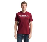 TOM TAILOR T-Shirt pour Homme en Coton avec Logo imprimé, 14155 - Cabarnet Bordeaux Rouge, M