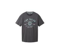 TOM TAILOR T-Shirt turquoise / gris clair / gris foncé, Taille L