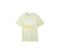 TOM TAILOR T-Shirt vert pastel / orange clair / blanc cassé, Taille L