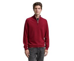 TOM TAILOR Troyer 1047569 Pull en Tricot pour Homme avec Logo brodé, 38762 - Dark Samba Red Melange, L