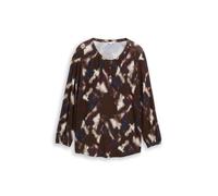 Tom Tailor Women + T-shirt écru / brun foncé / rouge foncé, Taille 7XL