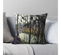 Tom Thomson Northern River Taie d'oreiller Polyester Lin Velours Imprimé Fermeture Éclair Décor Housse de Coussin Canapé