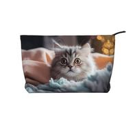 Tom Thumb Trousse de toilette en velours côtelé imprimé, grande capacité, sac de rangement étanche pour articles de toilette de voyage, Noir , Taille unique