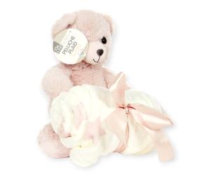 Tom&Zoé Peluche Plaid Ours Rose 70x70cm