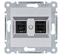 Toma doble, RJ11, lumina, plata
