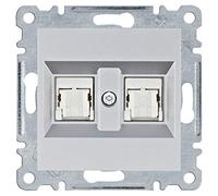 Toma doble RJ45 Cat.6 UTP, lumina, plata