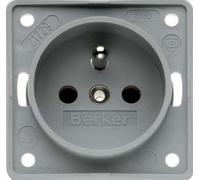 Toma Francia/Bélgica,con tornillo con elevador y protección infantil, serie berker integro de hager, gris