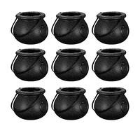 Tomaibaby Lot de 12 Mini Chaudron de sorcière Noir avec poignée pour Halloween, fête de la Saint-Patrick