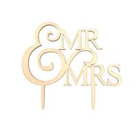 Tomaibaby Mr et Mme Cake Topper Gold Bride and Groom Sign Wedding Cake Topper Décoration de gâteau en Bois pour Mariage, Fiançailles, Anniversaire, Fête