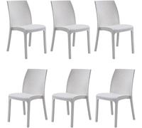 Tomaino 4pcs Chaise de jardin en plastique simili rotin, empilable (blanc)