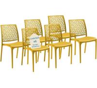 Tomaino - Chaise de cuisine en plastique - Ensemble de 6 chaises empilables en plastique avec accoudoirs pour l'extérieur et l'intérieur - Chaises pour jardin, salon, balcon ou bar (6, jaune)