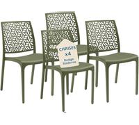 Tomaino - Chaise de cuisine en plastique - Lot de 6 chaises empilables en plastique avec accoudoirs pour l'extérieur et l'intérieur - Chaises pour jardin, salon, balcon ou bar (4, taupe)