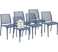 Tomaino - Chaise de cuisine en plastique - Ensemble de 6 chaises empilables en plastique avec accoudoirs pour l'extérieur et l'intérieur - Chaises pour jardin, salon, balcon ou bar (6, bleu)