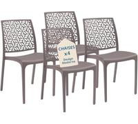 Tomaino - Chaise de cuisine en plastique - Lot de 6 chaises en plastique empilables avec accoudoirs pour l'extérieur et l'intérieur - Chaises pour jardin, salon, balcon ou bar (6, Tortora)