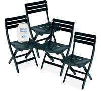 Tomaino - Chaise d'extérieur pliable en plastique - Lot de 4 chaises portables pour extérieur et intérieur, jardin, balcon, camping - (Nouveau vert)