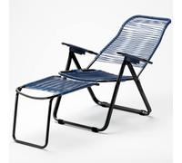 Tomaino Chaise longue de jardin en acier avec cordes en plastique, Fauteuil à cordon (bleu)