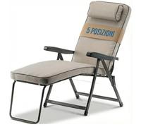 Tomaino - Chaise longue rembourrée intérieur/extérieur - Fauteuil inclinable détente parfaite - Confortable, pliable, idéal maison, jardin, terrasse (Avec pieds)