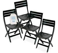 Tomaino - Chaise pliante d'extérieur en plastique - Lot de 4 chaises portables pour usage extérieur et intérieur, jardin, balcon, camping- Pratik - (noir)