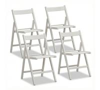 Tomaino - Chaise pliante en bois Chaise de cuisine livre peu encombrante - 4PCS (Blanc)