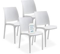 Tomaino - Chaises de cuisine en plastique polypropylène Lot de 6 chaises empilables pour intérieur et extérieur Table de salon, jardin, terrasse, balcon moderne