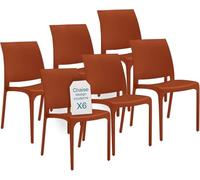 Tomaino - Chaises de cuisine en plastique polypropylène Lot de 6 chaises empilables Table de salon, jardin, terrasse, balcon moderne