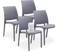 Tomaino - Chaises de cuisine en plastique polypropylène Lot de 6 chaises empilables Table de salon, jardin, terrasse, balcon moderne