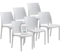 Tomaino - Chaises de cuisine en plastique polypropylène Lot de 6 chaises empilables Table de salon, jardin, terrasse, balcon moderne