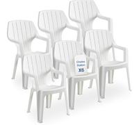 Tomaino - Ensemble de chaises de Jardin empilables en Plastique -Chaise d'extérieur en Plastique Effet Bois (Blanc)