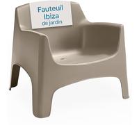 Tomaino - Fauteuil d'extérieur Ibiza XL - Chaise de jardin en plastique - 79 x 74 x 70 h cm - Empilable - Extra Large (Taupe )