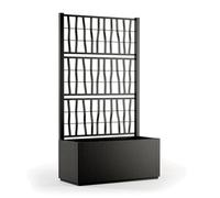 Tomaino - Jardinière avec treillis en plastique, séparation grillagée pour plantes grimpantes pour l'extérieur, terrasse, jardin 80x36x140 h cm (Jardinière avec treillis, Noir)