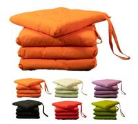 Tomaino Lot de 4 coussins de chaise de cuisine, couleur unie avec nœuds, housses très douces pour intérieur et extérieur, 40 x 40 cm, orange