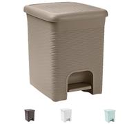 Tomaino - Poubelle de salle de bain en plastique avec pédale - Panier de salle de bain avec couvercle - Petite poubelle pour maison, salle de bain, bureau, intérieur, chambre (taupe, 6 litres)