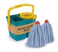 Tomaino - Seau de lave vaisselle double baignoire en plastique - Balai de nettoyage 7 litres avec presse-papiers - 2 bacs pour eau propre et sale (seau + 2 pièces de rechange micorfibre)