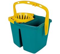 Tomaino - Seau lave-sol double bac en plastique - Balai serpillère 7 litres avec essoreur - 2 bacs pour eau propre et sale - Seau serpillère professionnel et domestique