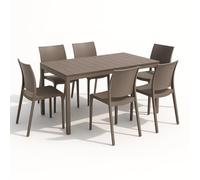 Tomaino - Table de jardin avec chaises d'extérieur - Ensemble Lion King composé de table King avec 6 chaises empilables Volga - Balcon, Véranda (Taupe )